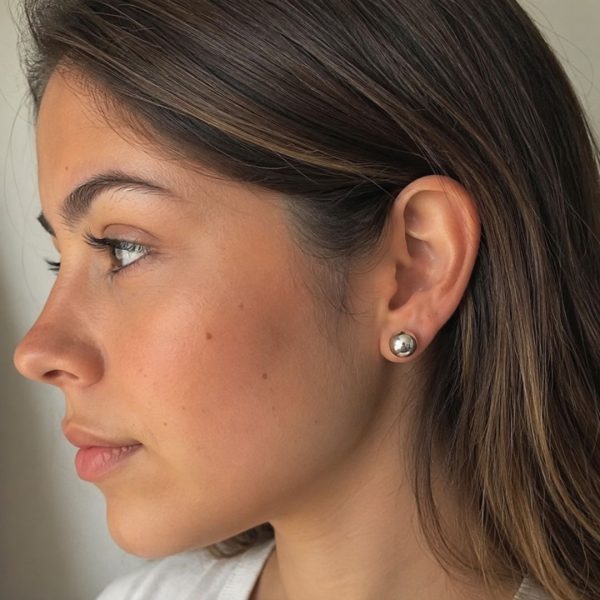 Pendientes Media Bola de Plata
