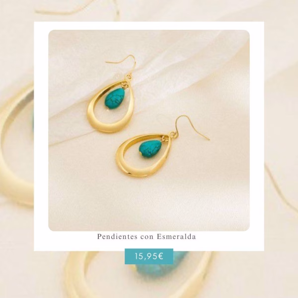 Pendientes Aleación Con Esmeralda