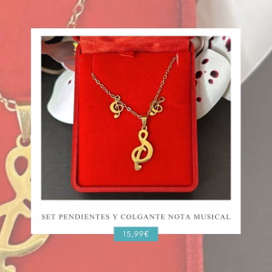 Pendientes y Colgante Nota Musical
