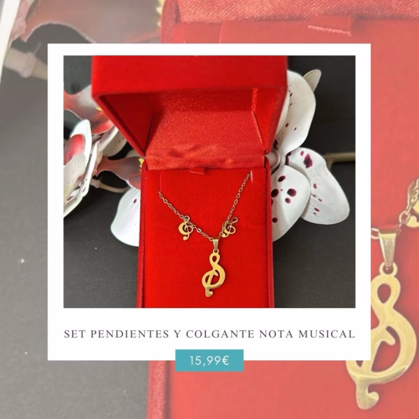 Pendientes y Colgante Nota Musical