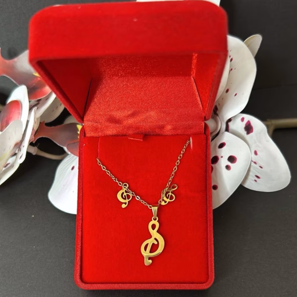 Pendientes y Colgante Nota Musical