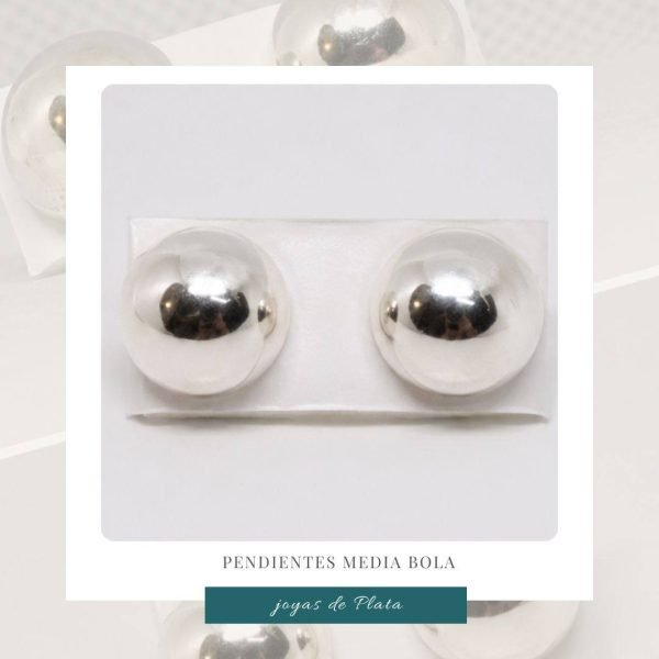 Pendientes Media Bola Plata