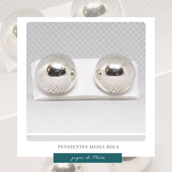 Pendientes Media Bola Plata