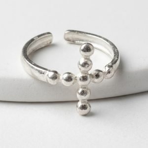 anillo cruz plata de ley ajustable.