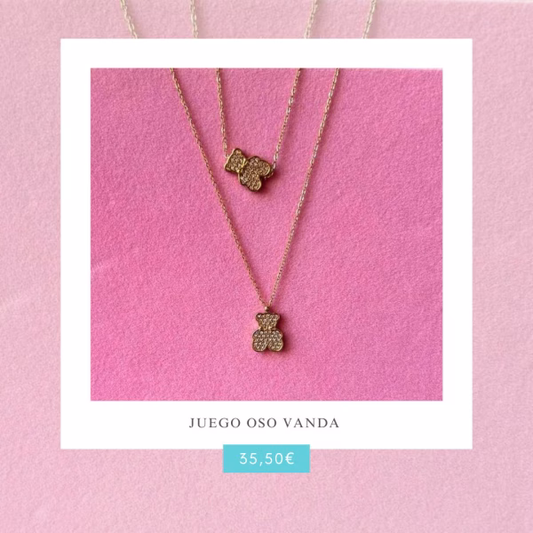 Collar y Pulsera colgante oso