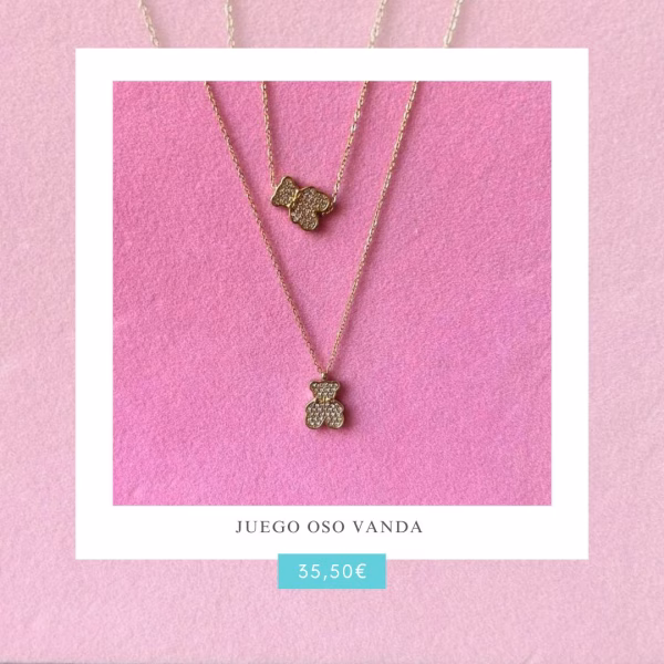 Collar y Pulsera con Colgante de Oso