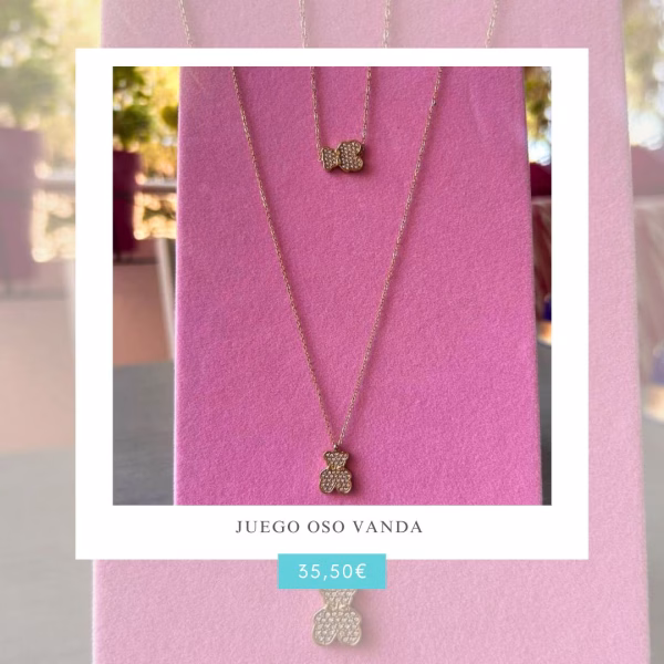 Collar y Pulsera colgante oso