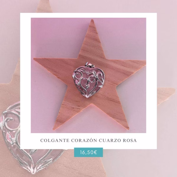 Colgante Cuarzo Rosa corazón