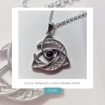 Collar Luna Triqueta con Piedra Ónix – Diseño Místico y Protegido