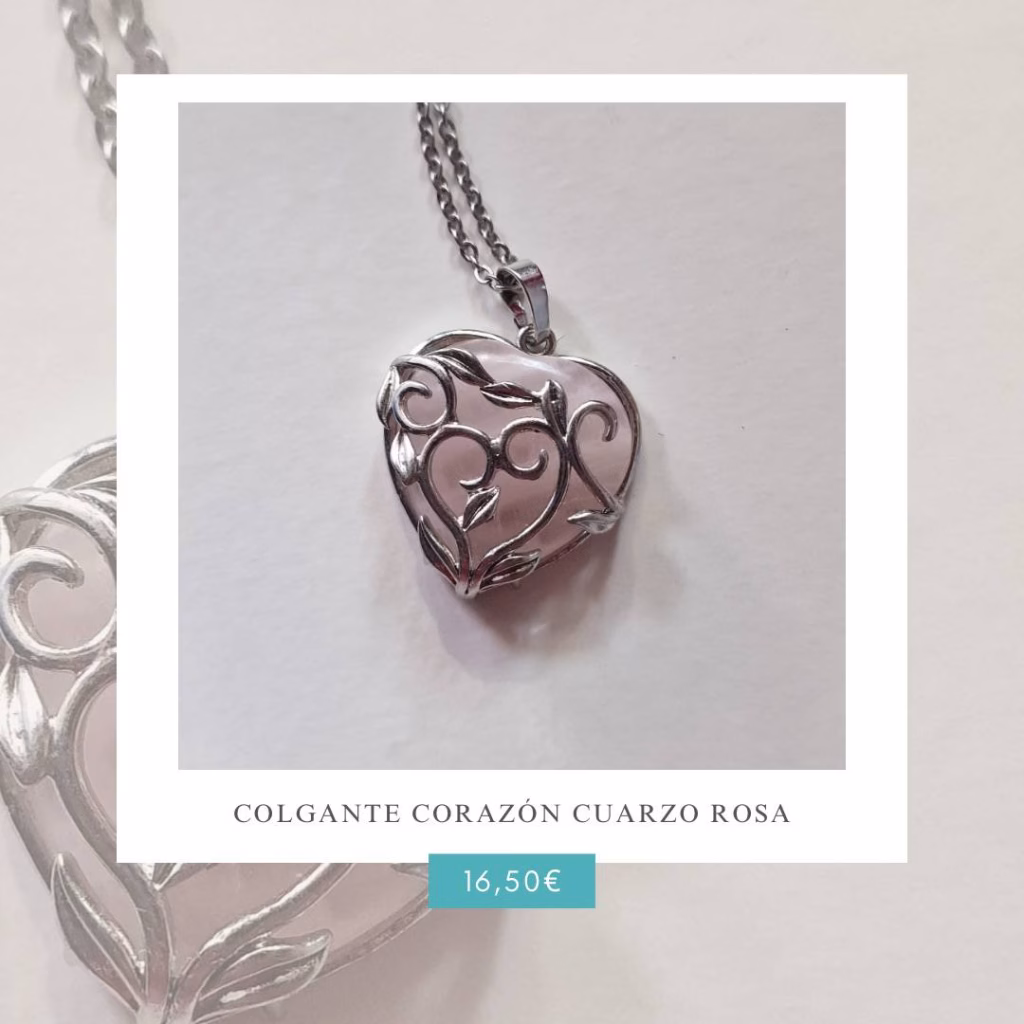 Colgante Cuarzo Rosa corazón