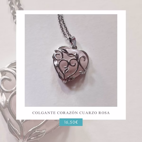 Colgante Cuarzo Rosa corazón