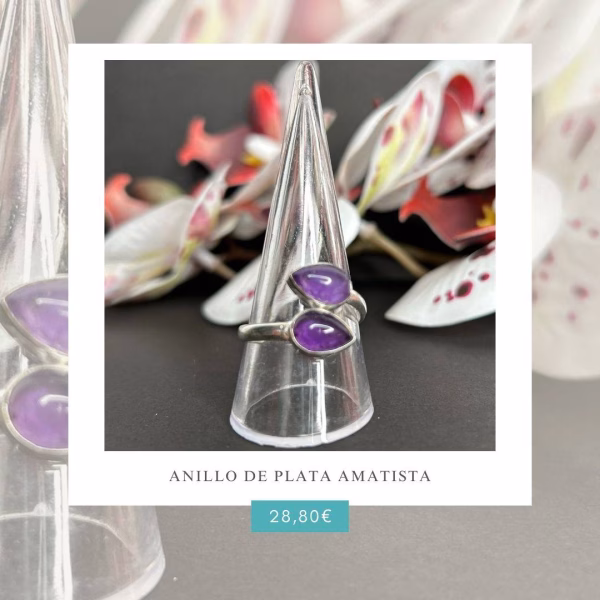 anillo plata amatista