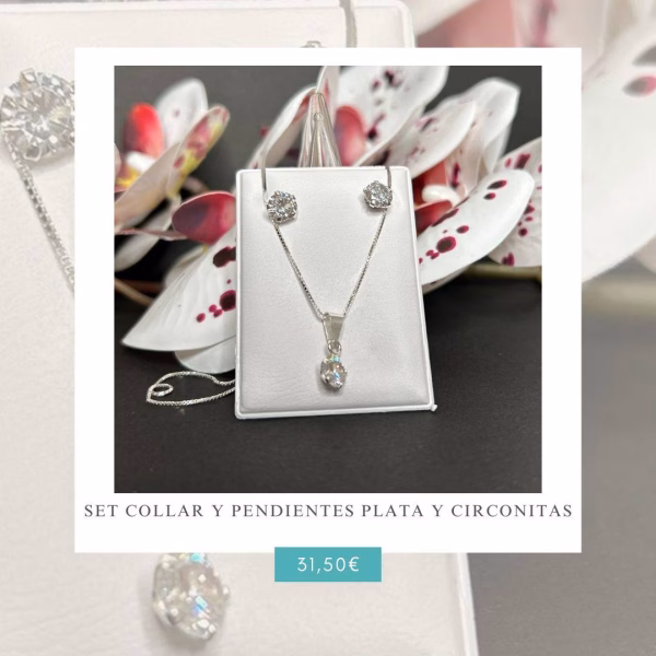 Juego collar pendientes plata