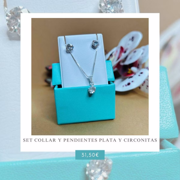 Juego collar pendientes plata