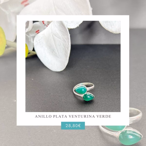 Anillo Plata Venturina Verde