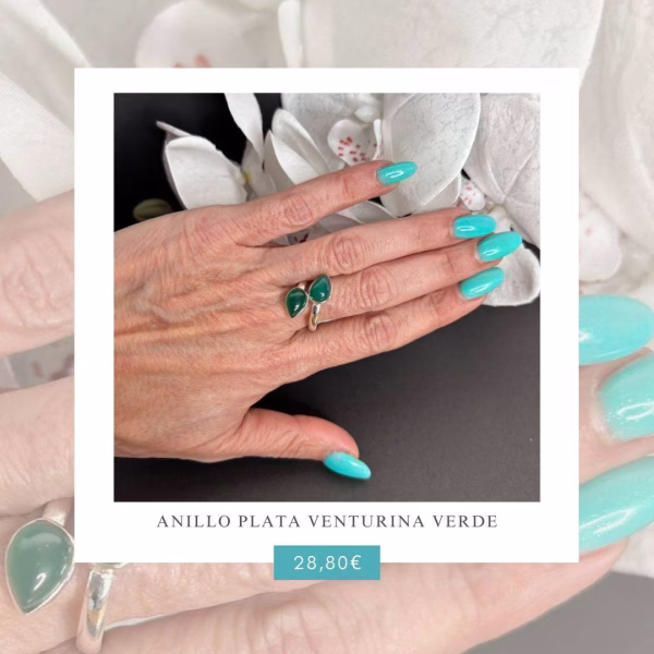 Anillo Plata Venturina Verde