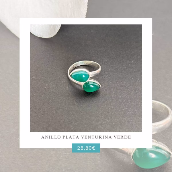 Anillo Plata Venturina Verde