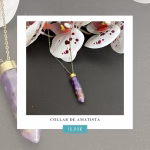 Collar de amatista en acero quirúrgico bañado en oro 14