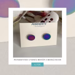 Pendientes Unisex Botón Cromáticos en Acero Inoxidable