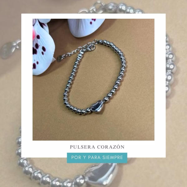 pulsera corazón plateada