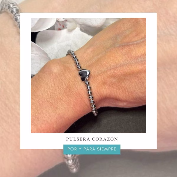 pulsera corazón plateada