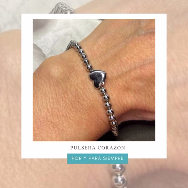 pulsera corazón plateada