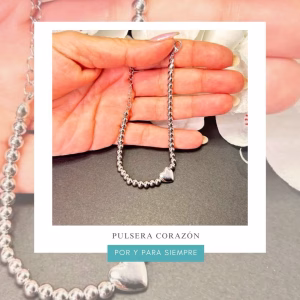 pulsera corazón plateada