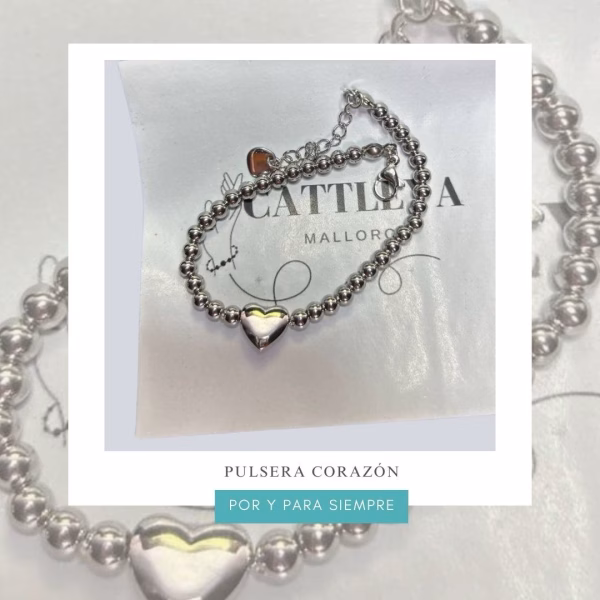 pulsera corazón plateada