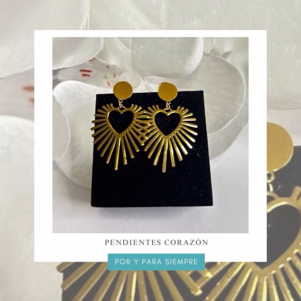 pendientes corazón dorados