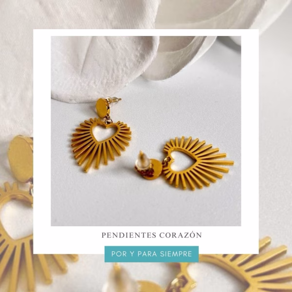 pendientes corazón dorados
