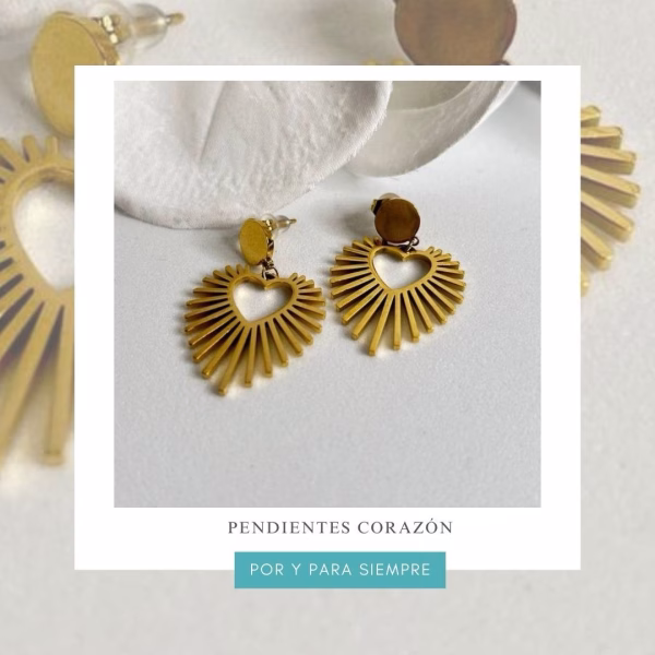 pendientes corazón dorados