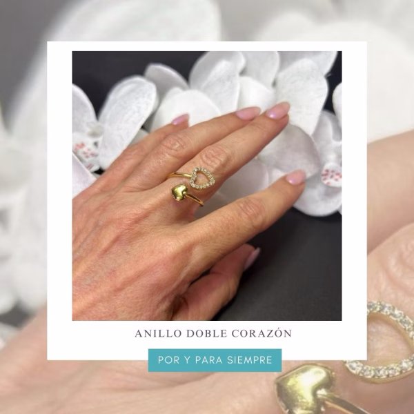 anillo doble corazón