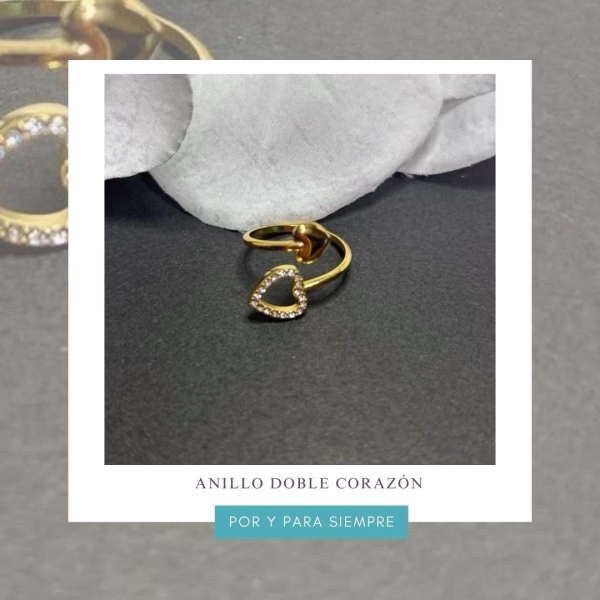 anillo doble corazón