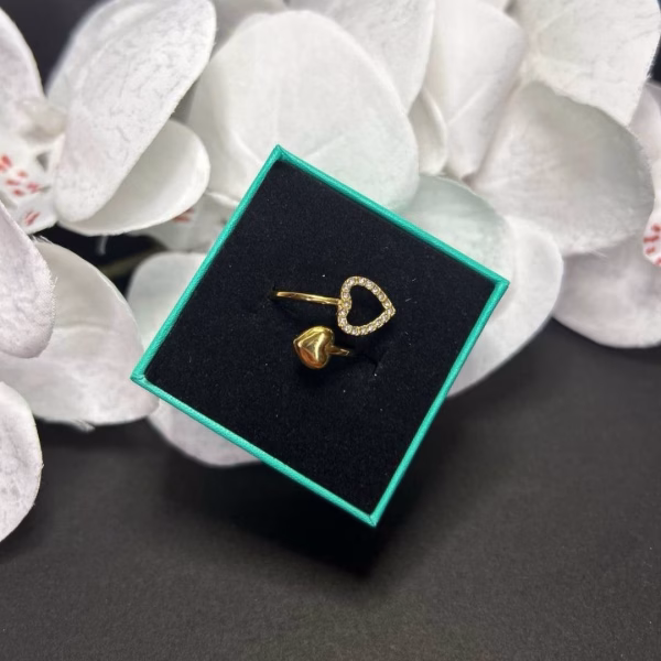 anillo doble corazón
