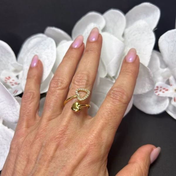 anillo doble corazón