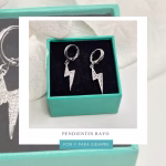 Pendientes rayo plateados en acero inoxidable