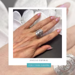 Anillo espiral ancho de acero inoxidable plateado