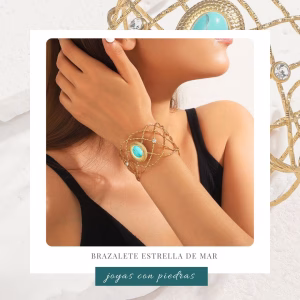 Brazalete Estrella de Mar acero de titanio con circonitas