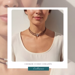 Choker cuero corazón