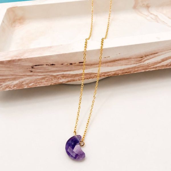 collar luna amatista acero inoxidable