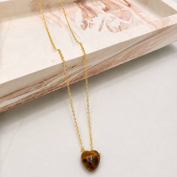 collar corazón ojo de tigre