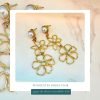 pendientes doble flor acero inoxidable